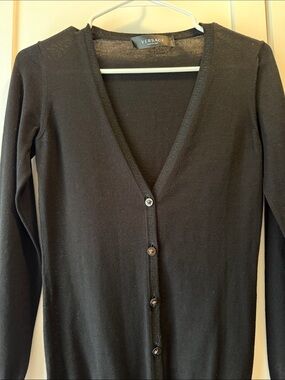 Versace Black V-Neck Button Front Women's Cardigan
